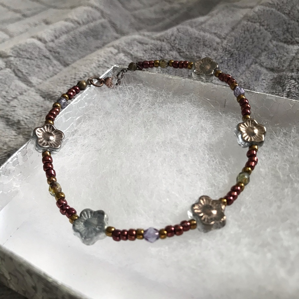 🪞flower blooms beaded anklet